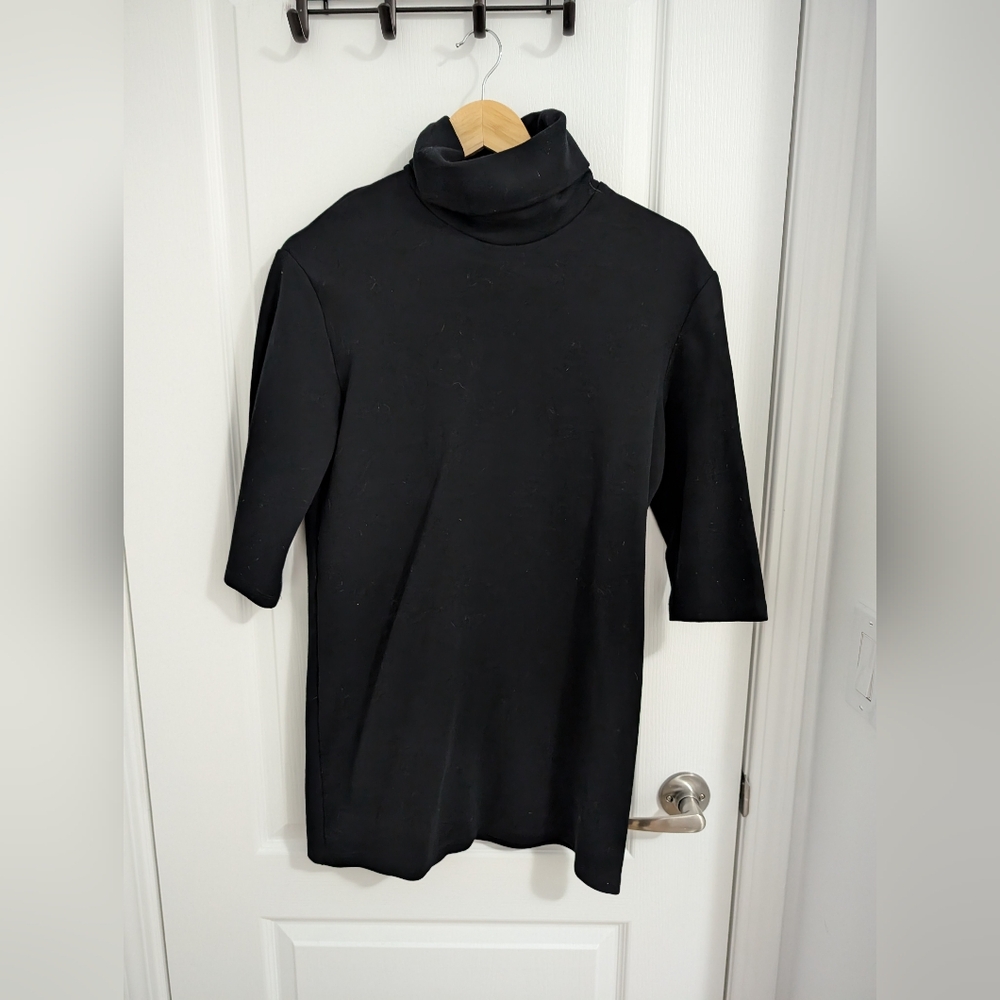 Zara Black Boxy Turtleneck Mini Dress - Small